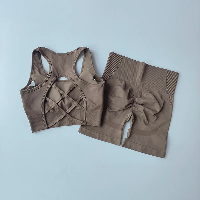 Bra + High Waist Sports Shorts